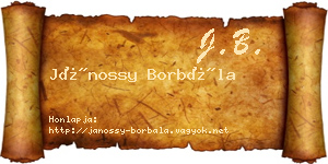 Jánossy Borbála névjegykártya